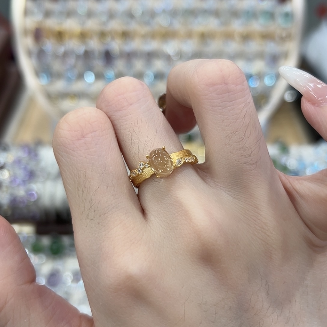 戒指黄晶银S925镶嵌