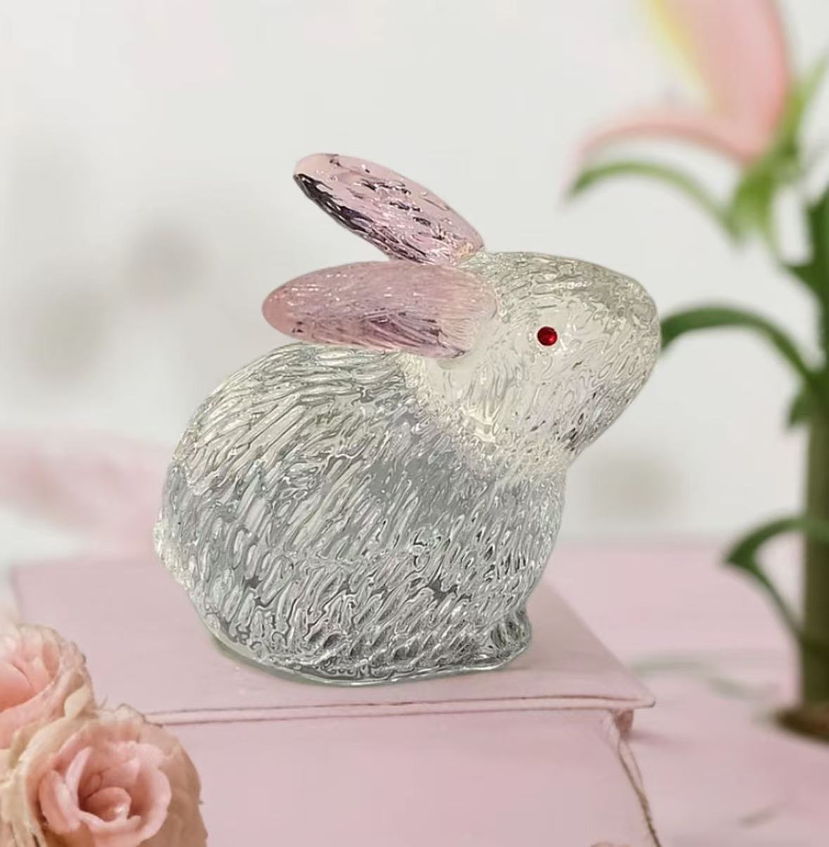 粉色可爱小兔子水晶摆件饰品家居电视柜卧室书桌装饰创意礼物
