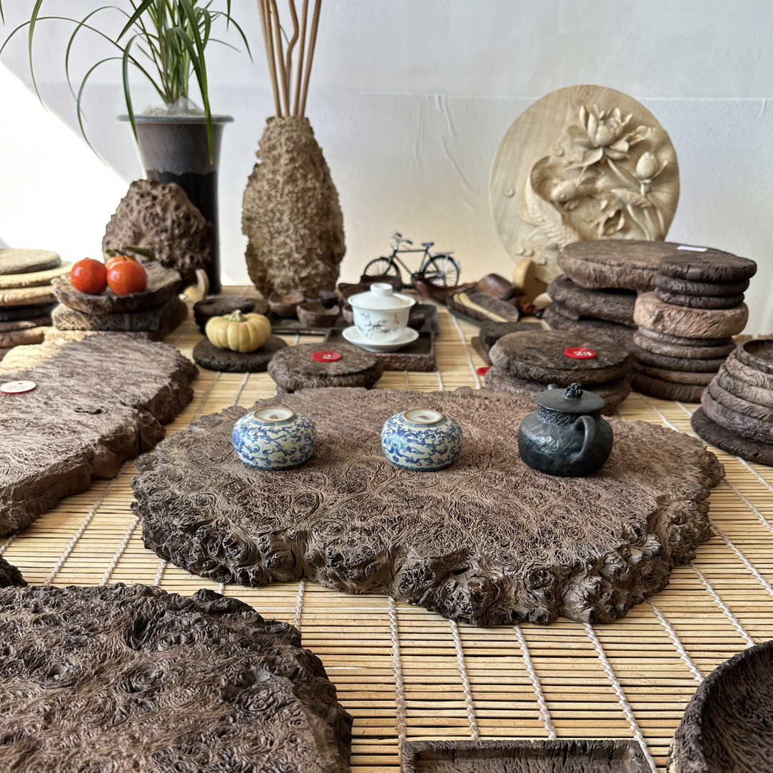 铁栎木树瘤随形自然边精品干泡茶台（长49宽38厚3.2）