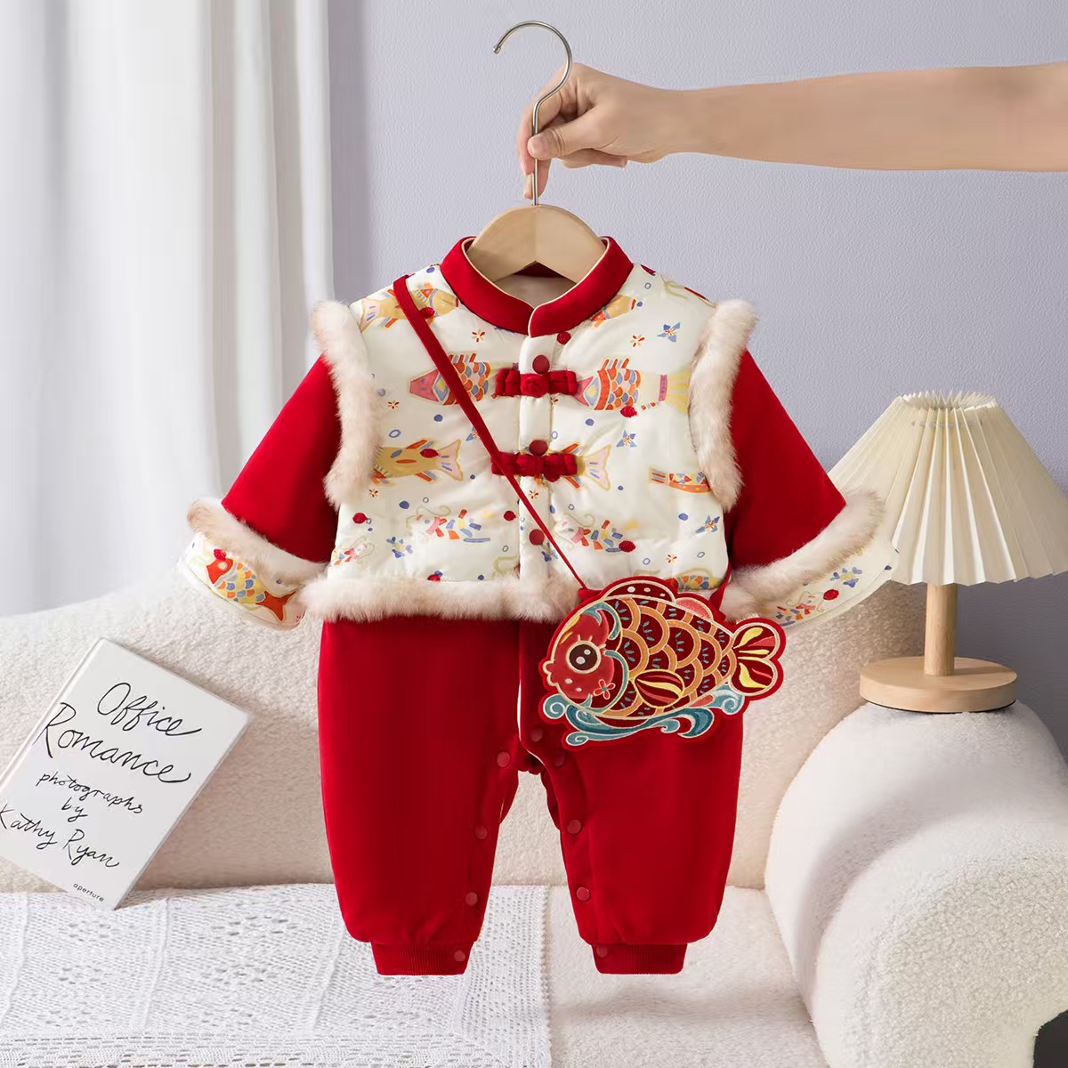 金鱼立领中厚棉哈衣