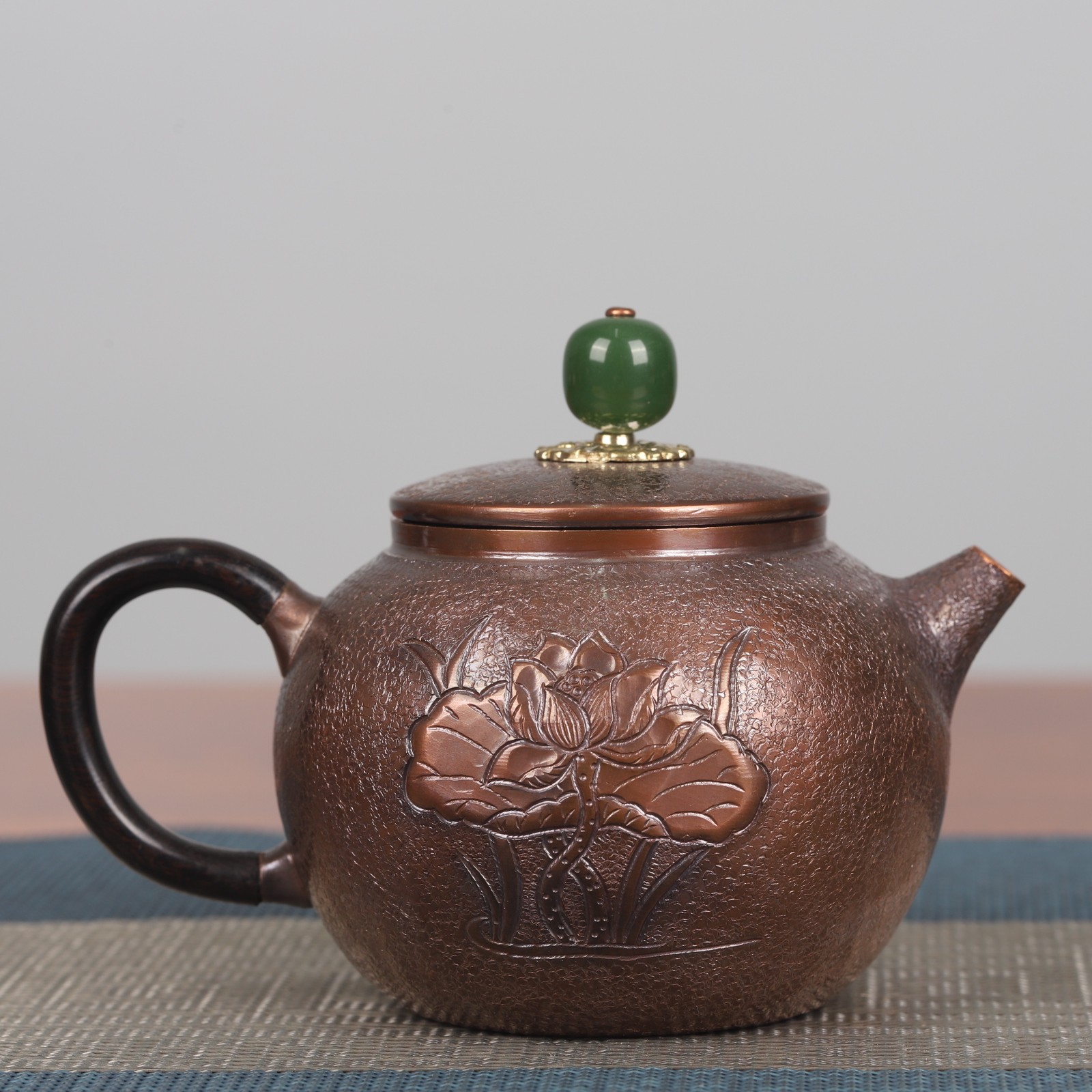 300cc纯手工一张打紫铜茶壶家用泡茶煮茶养生高端手工铜壶户外用