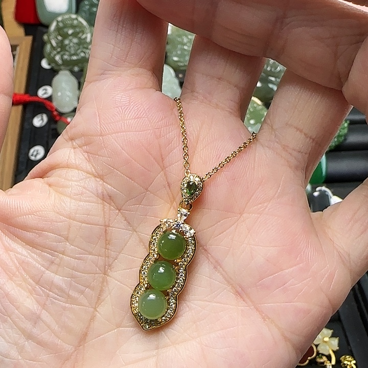 颈饰银S925镶嵌和田玉