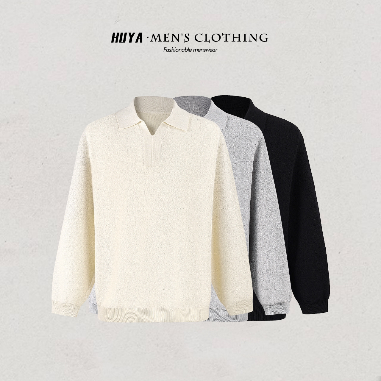 【虎牙兄弟】秋季百搭长袖海鸥领休闲户外舒适翻领男士POLO衫M7029