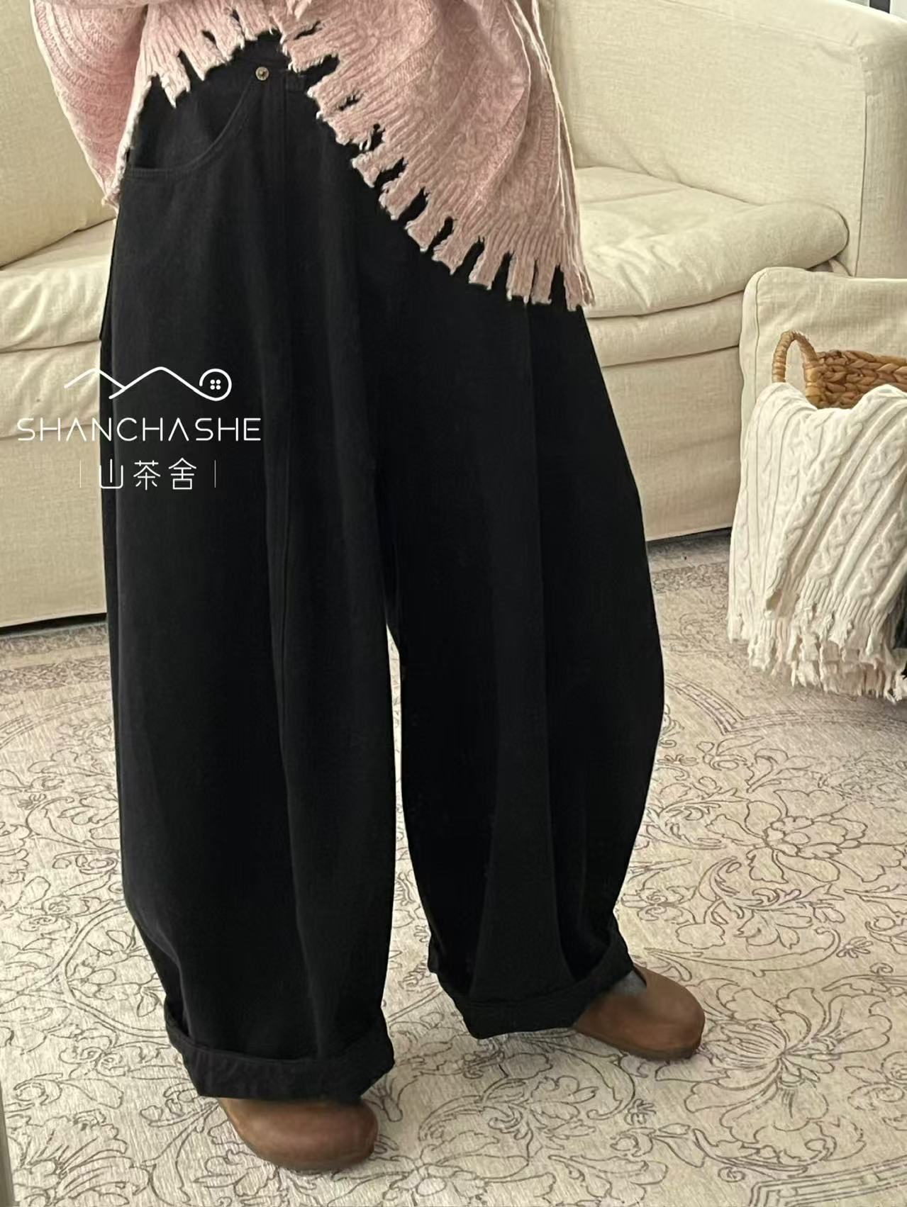 SCS#9760#抓绒牛仔裤 X