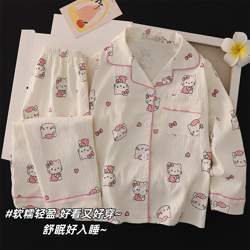 Hellokitty儿童睡衣女孩春秋季长袖2025新款初中生女童家居服套装