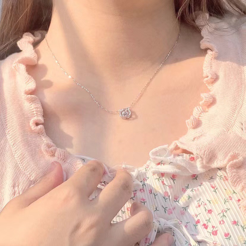 奢卡丹 合金项链 爆款灵动kitty猫项链女轻奢跳动的心简约百搭