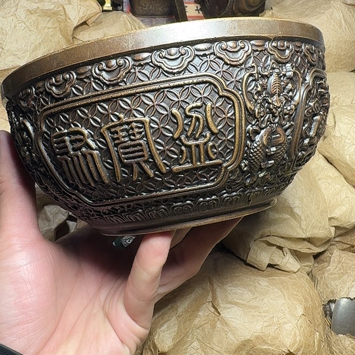 亮****部原矿 风魔铜藏收铜摆件 