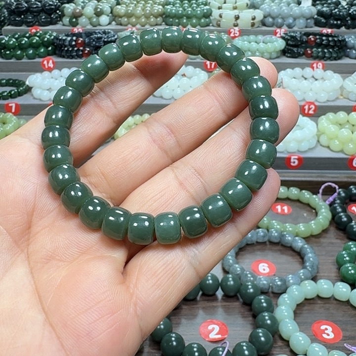 未镶嵌手链和田玉新疆若羌青黄口料直切卡9