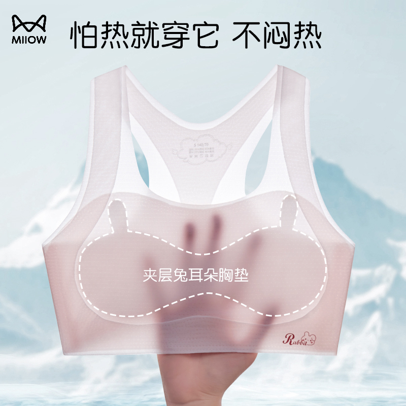 猫人少女文胸发育期内衣女生无钢圈抹胸运动背心初高中学生胸罩薄