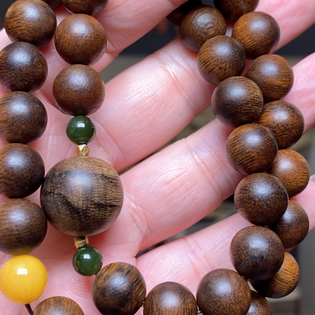 沉香手串越南芽庄红土白棋楠1.0窖藏限量➕瘤疤白棋配饰