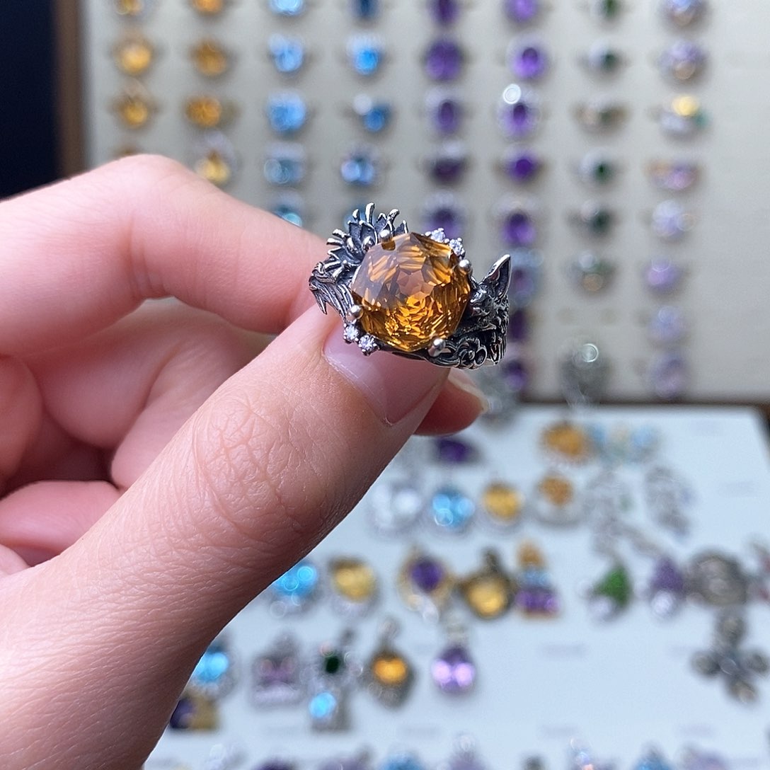 黄晶戒指银S925镶嵌（需要证书备注）