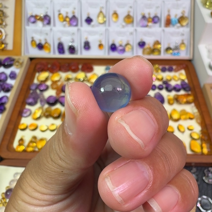 悦***己海蓝宝石颈饰未镶嵌吊坠