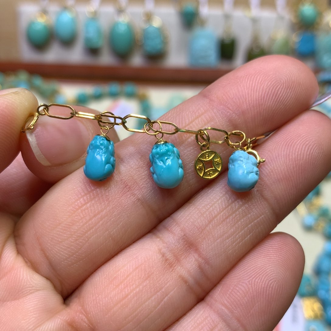 绿松石半链18K金镶嵌