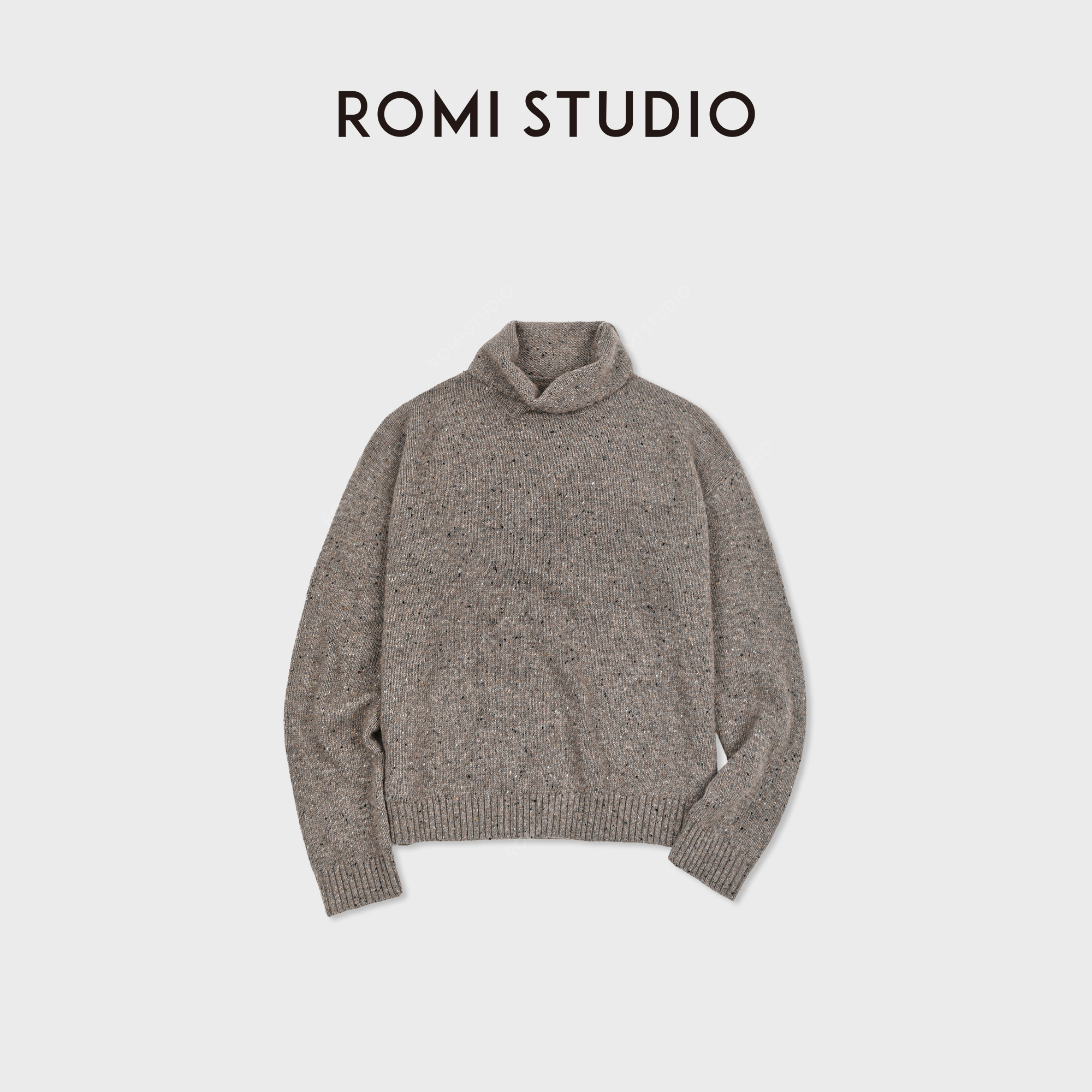 ROMI STUDIO“羊毛花纱”彩点高领套头简约老钱毛衣 RWDSST1830