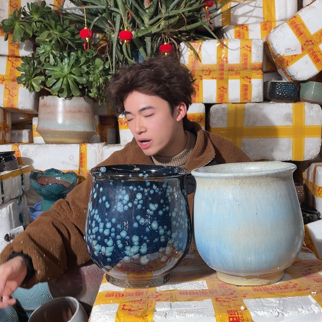 无铅玻璃宜兴紫砂花盆