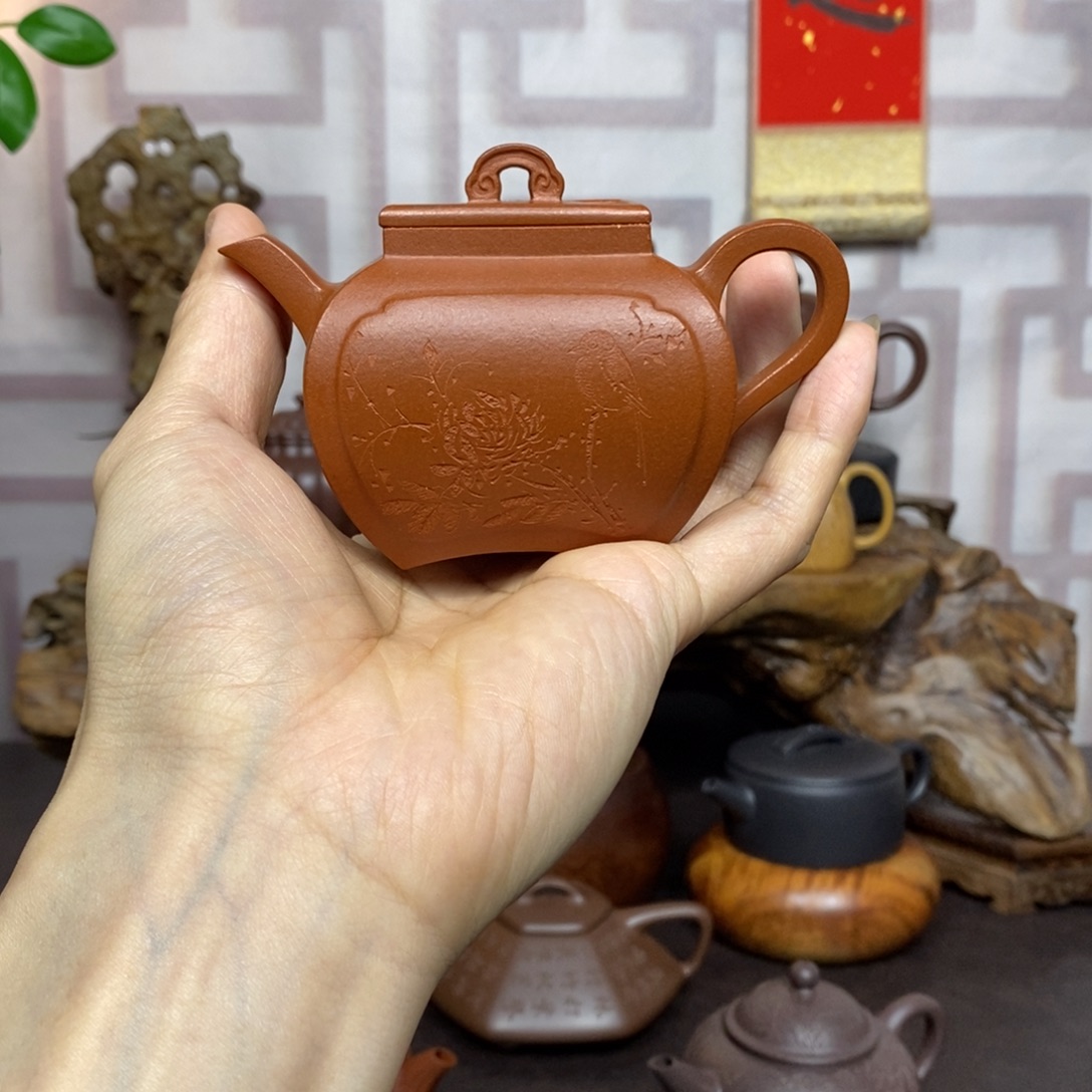 楸***木紫砂茶壶紫砂茶具朱泥境悦