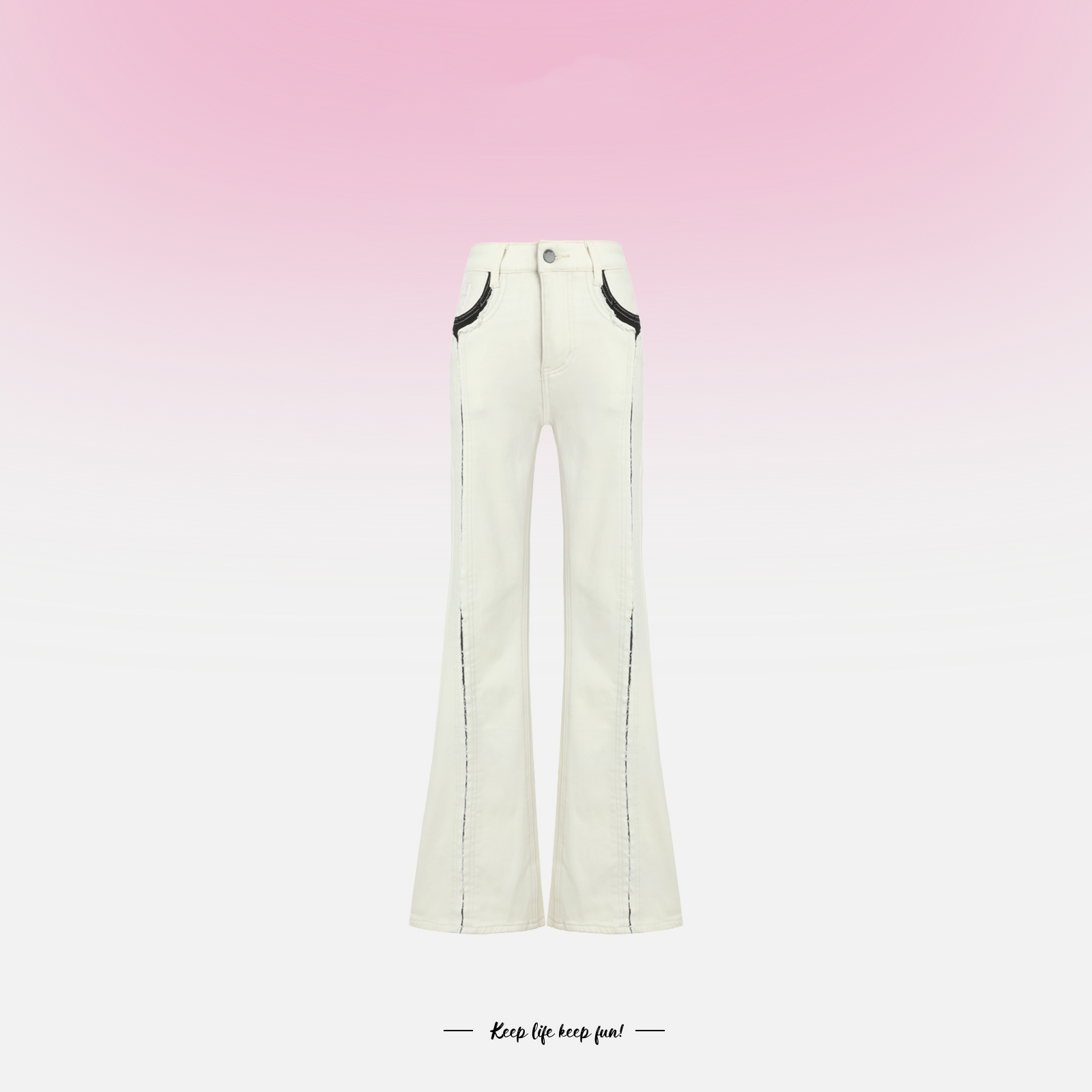 秋季新款高腰小众设计感微喇弹力牛仔裤女L591301