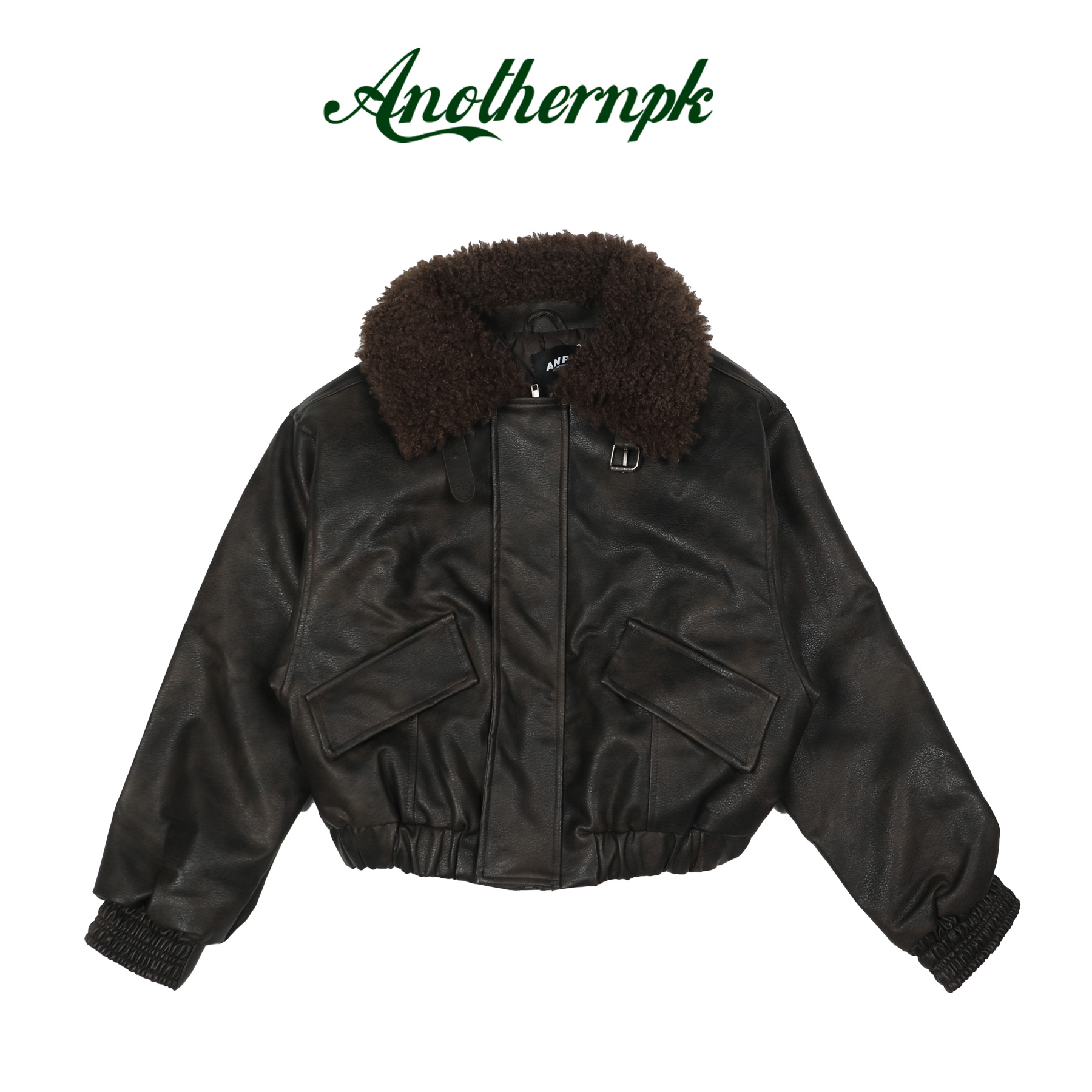 女做旧可调节羊羔拼接保暖女士短款A5F18K6032