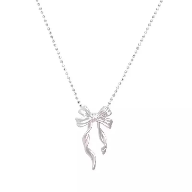 坠链均足银 蝴蝶结优雅百搭项链