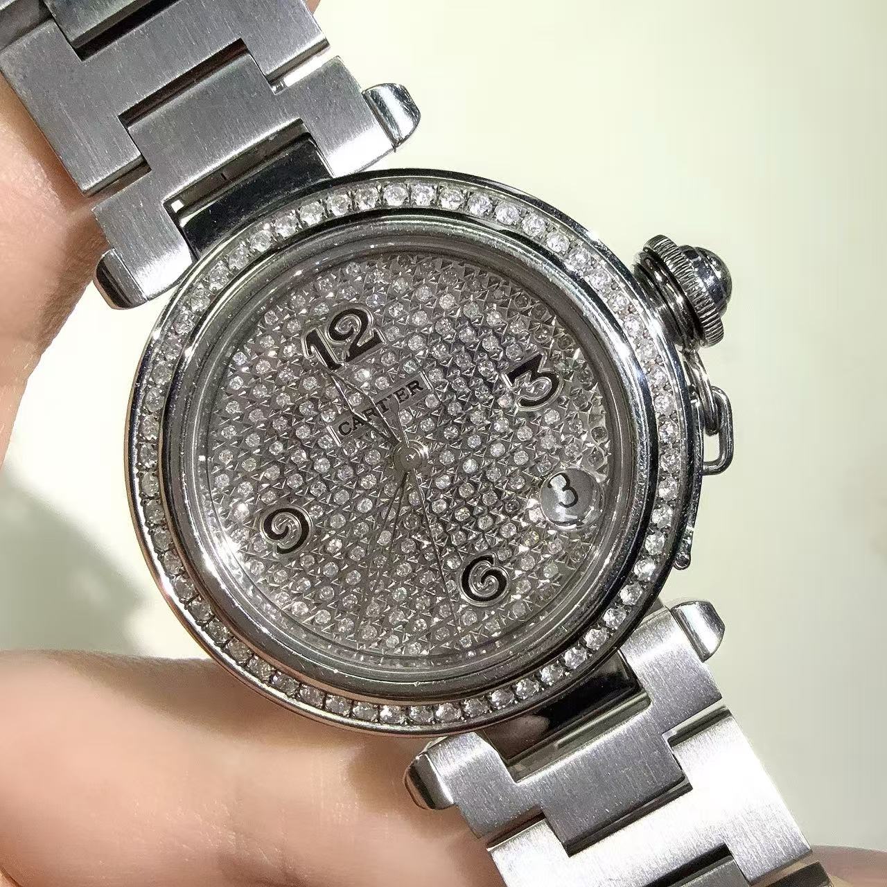 99新 Cartier/卡地亚 帕莎系列 表径35mm 自动机械腕表 后镶钻