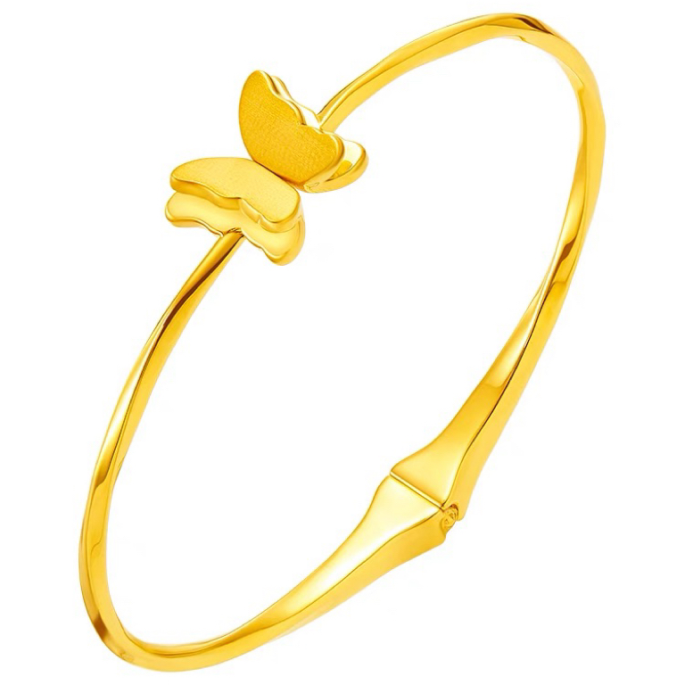 足金999蝴蝶手镯简约女士潮流复古时尚百搭精美气质