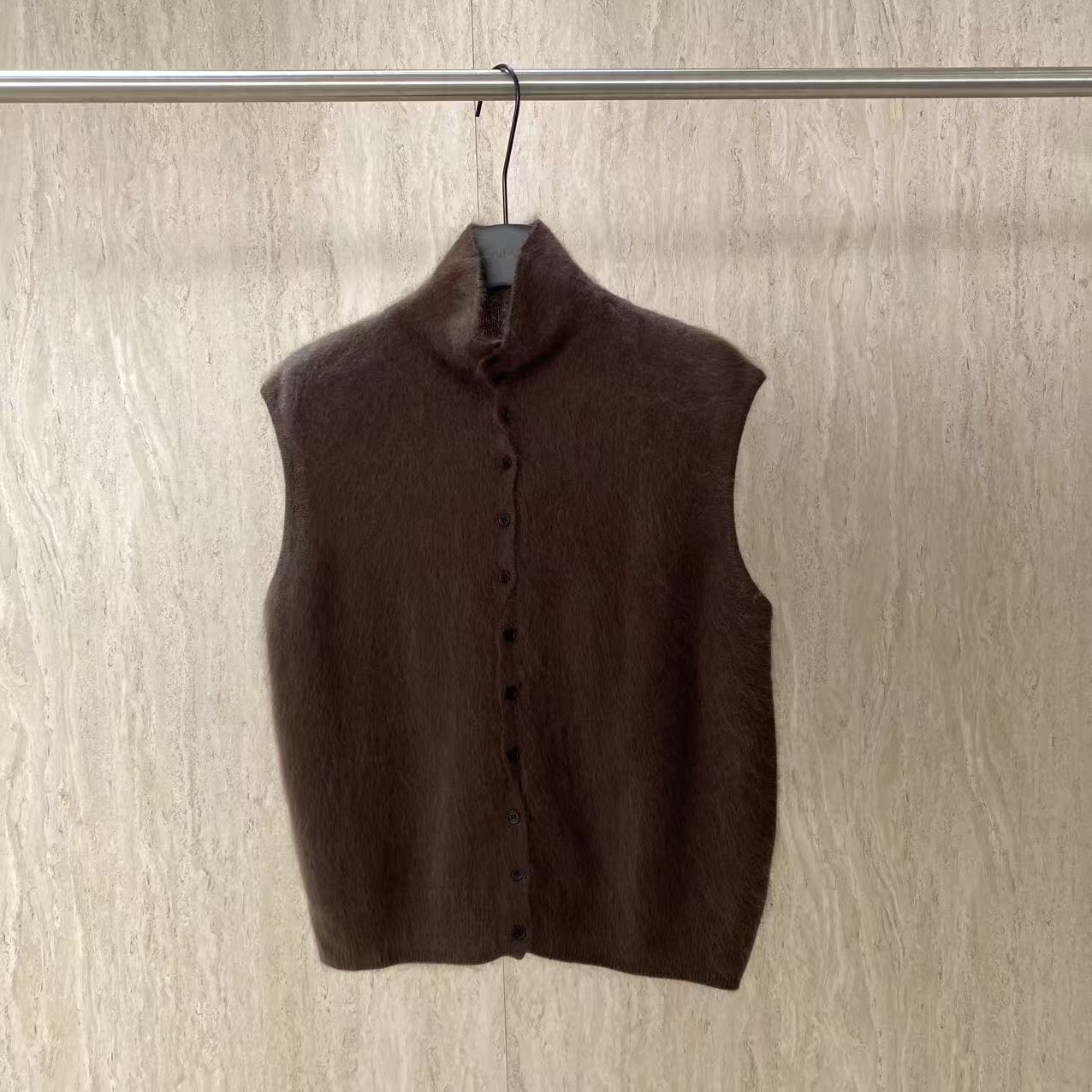 yuhee “悉尼旧约” 高品质慵懒高领单排扣羊绒羊毛背心马甲1127-05