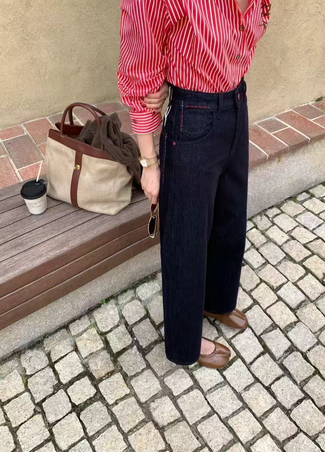 （静静家）新品秋季小直筒牛仔裤女