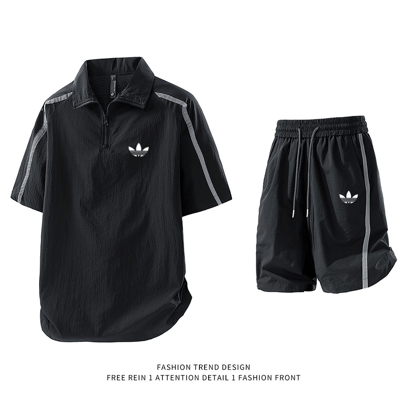 【官方奥特莱斯】品牌折扣休闲运动套装夏季美式两件套时尚透气冰丝