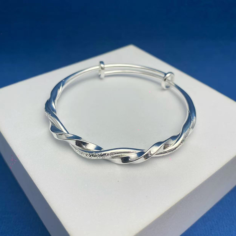 足银手镯 2号链接 足银实心镯子莫比乌斯环手镯女生日礼物送女友