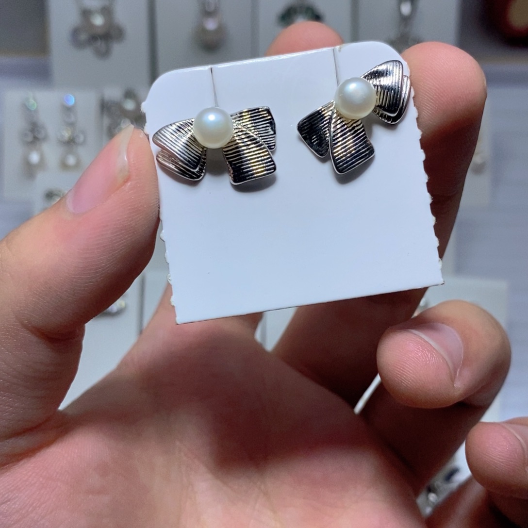 耳饰淡水珍珠银S925镶嵌