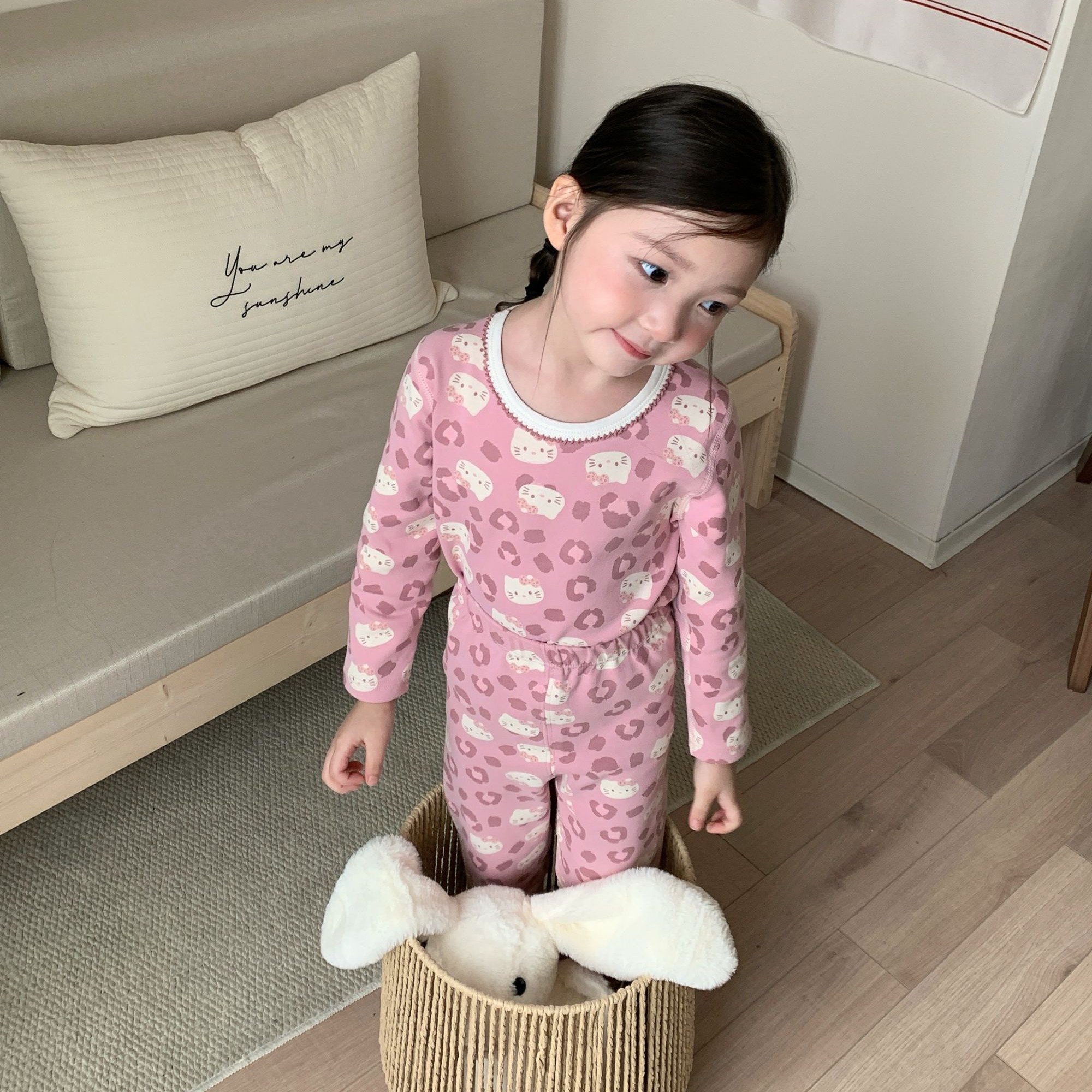 300克儿童纯棉舒绒加厚秋衣秋裤男女童秋冬家居服睡衣保暖套装