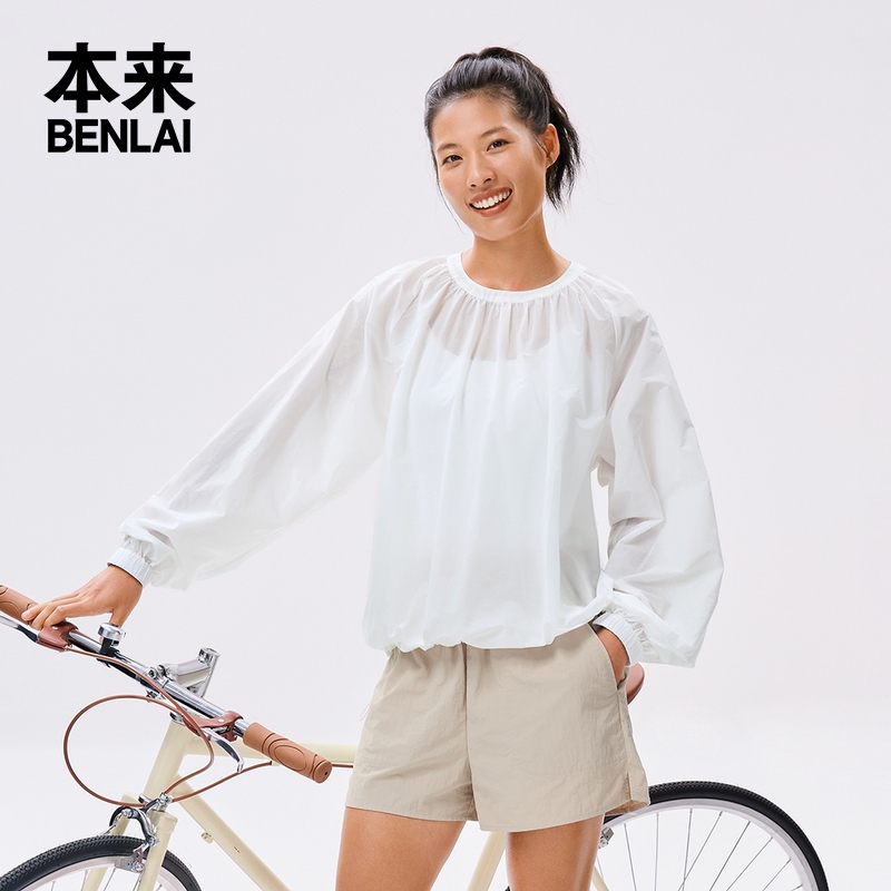 本来BENLAI女士轻薄长袖罩衫衬衫25秋季新款宽松套头衫BNM250001