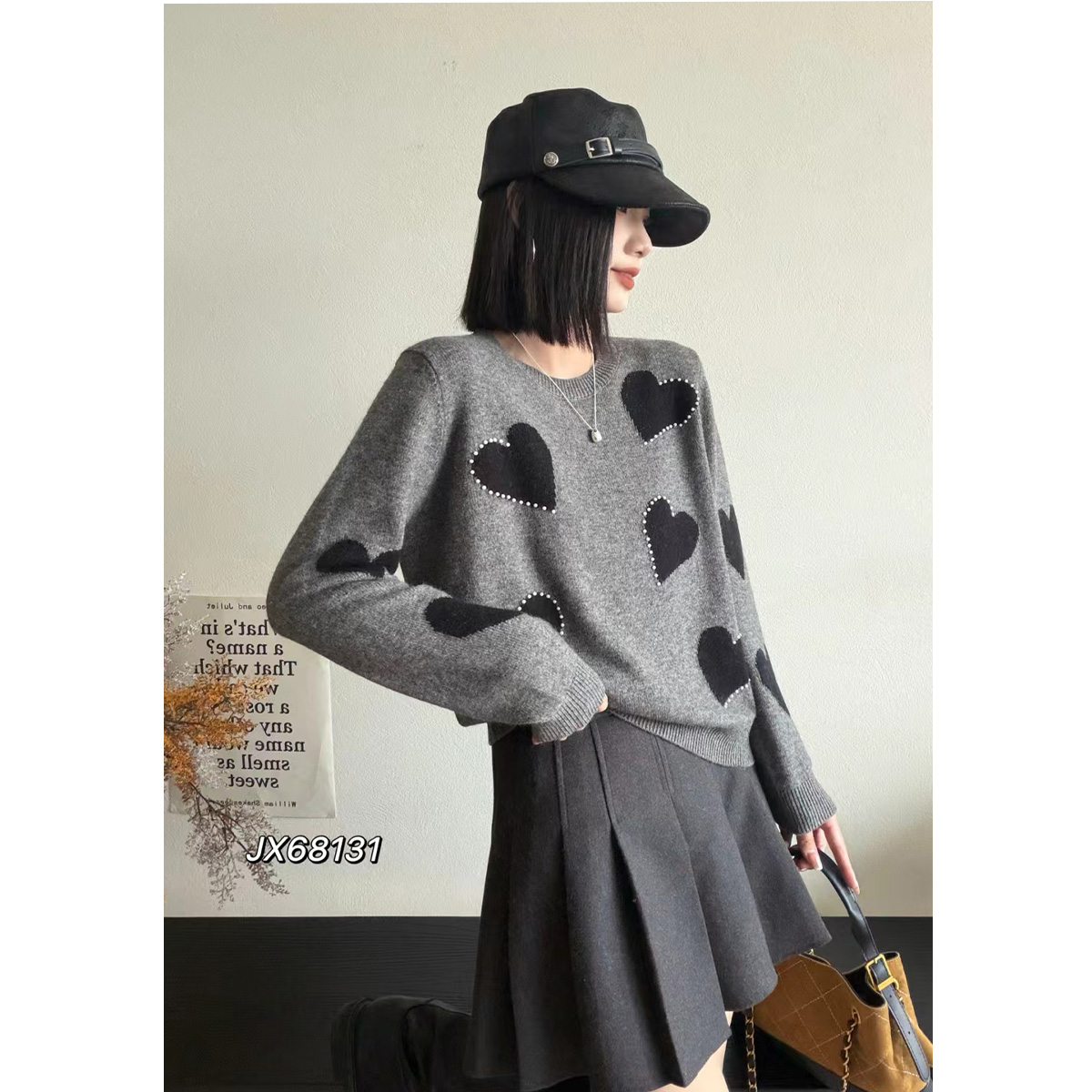 【爱心钉珠】圆领毛衣女秋冬高级感冬季打底内搭外穿洋气显瘦冬