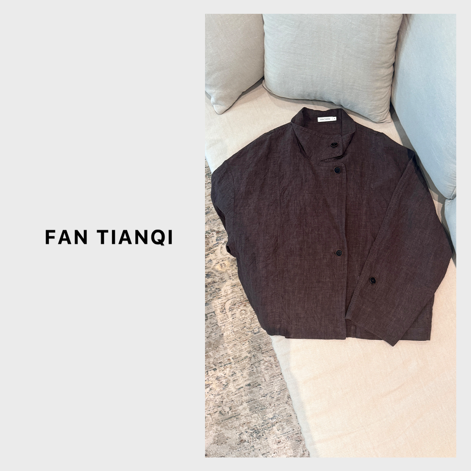 范天奇/FAN TIANQI【时光印记】重酵洗色织双色麻短款风衣FYOT56038