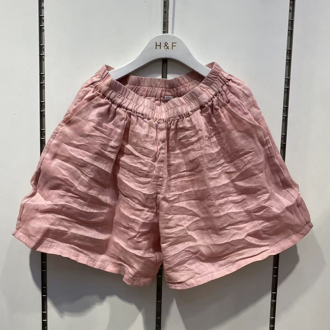 2025夏装新款简约大码复古时尚百搭双层侧插口袋苎麻短裤清凉透气