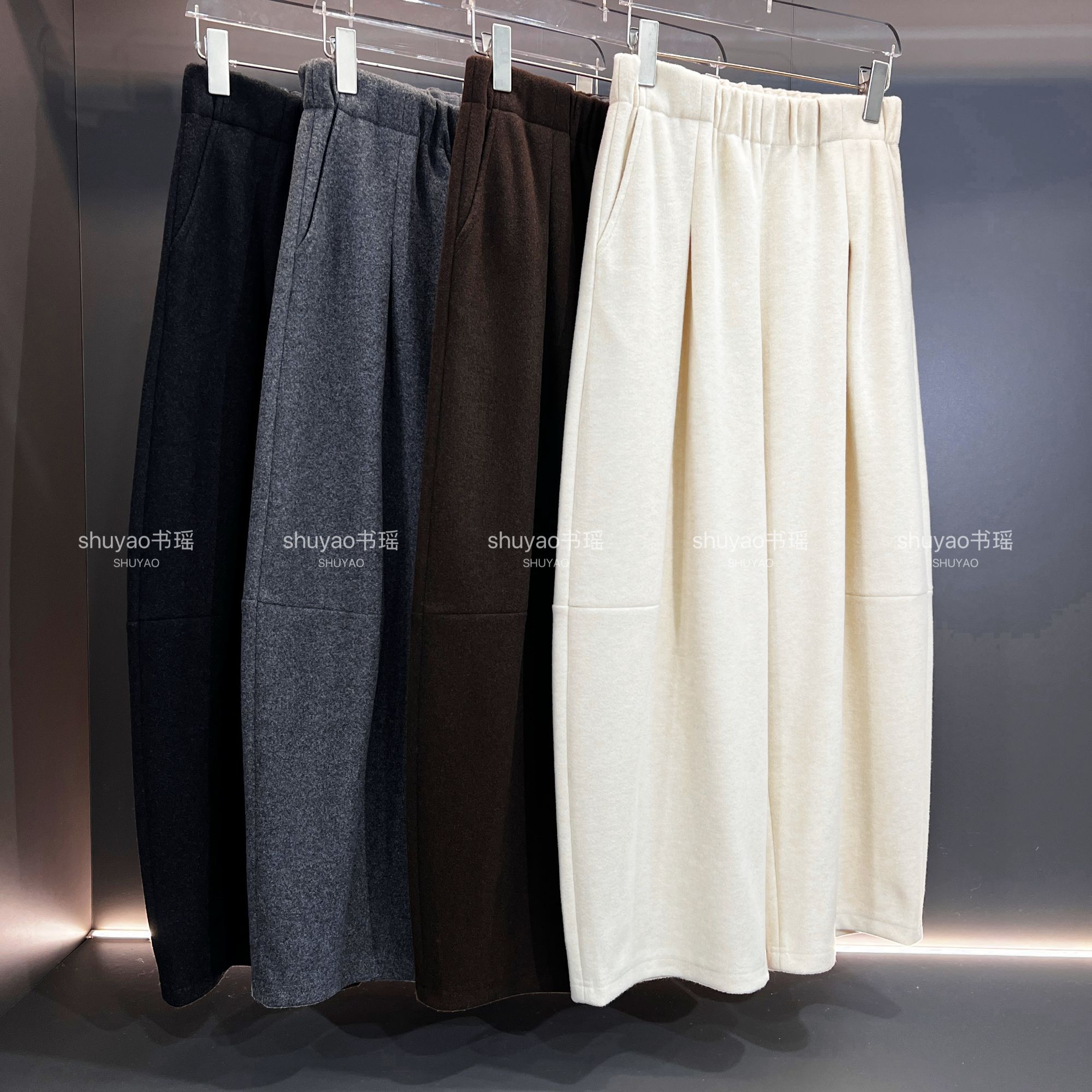 【羊毛】糯米裤小个子九分宽松舒适感休闲裤女冬软糯松紧腰阔腿裤