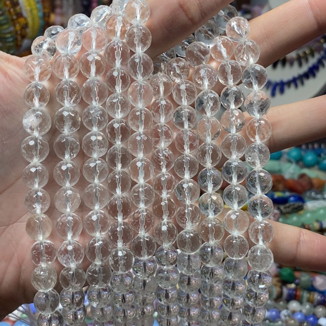 未镶嵌，天然白水晶切面10mm，石英质玉
