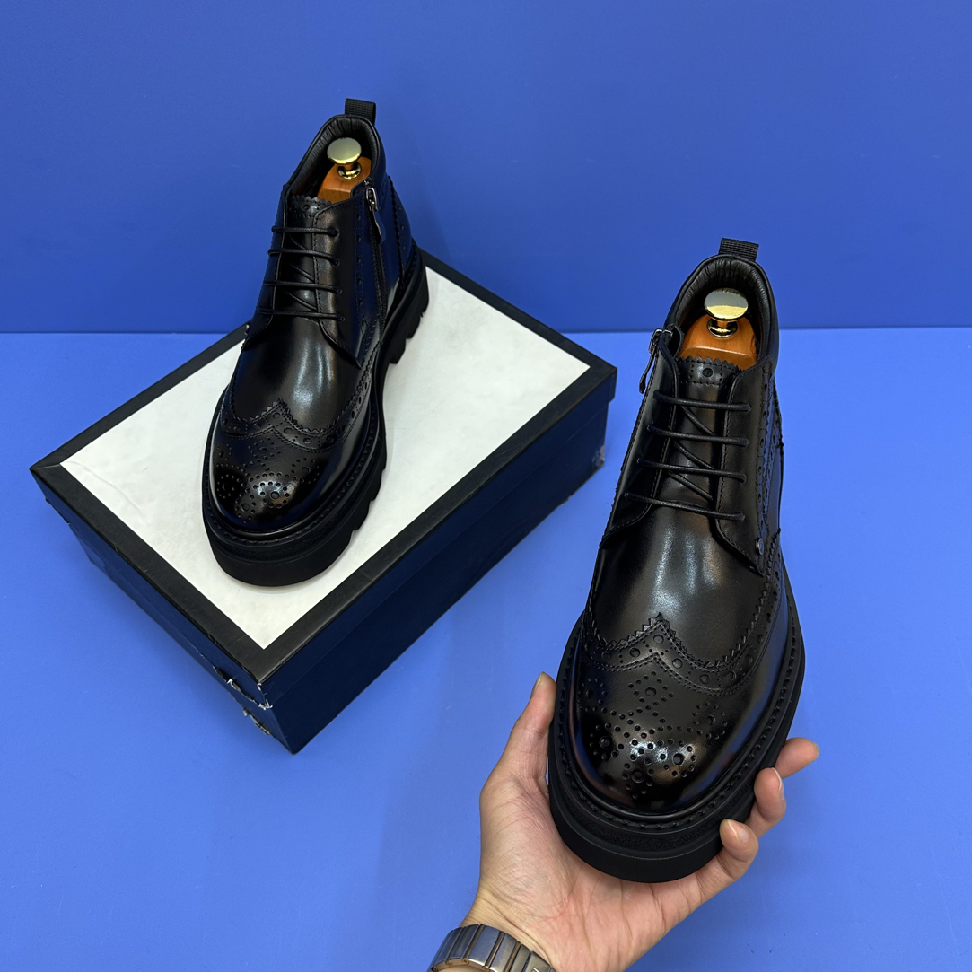 英伦布洛克雕花黑色真皮时尚休闲百搭舒适品味男鞋皮鞋