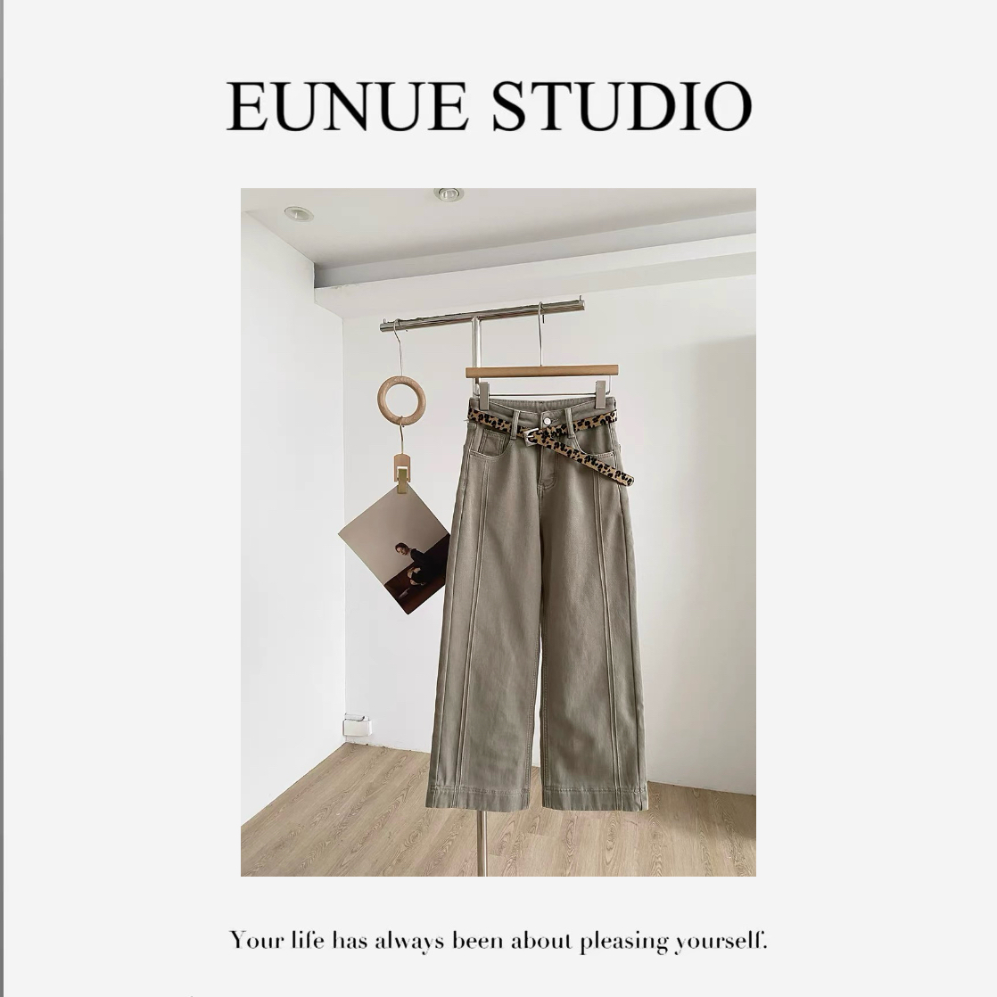 EUNUE-19091-【巴黎街头】韩系复古加绒牛仔裤