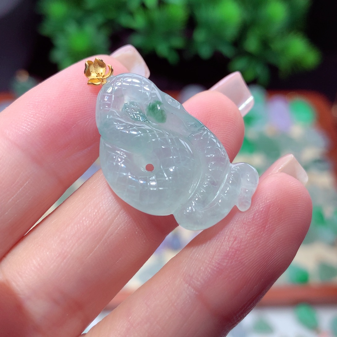 翡翠18K金镶嵌吊坠(不含链)