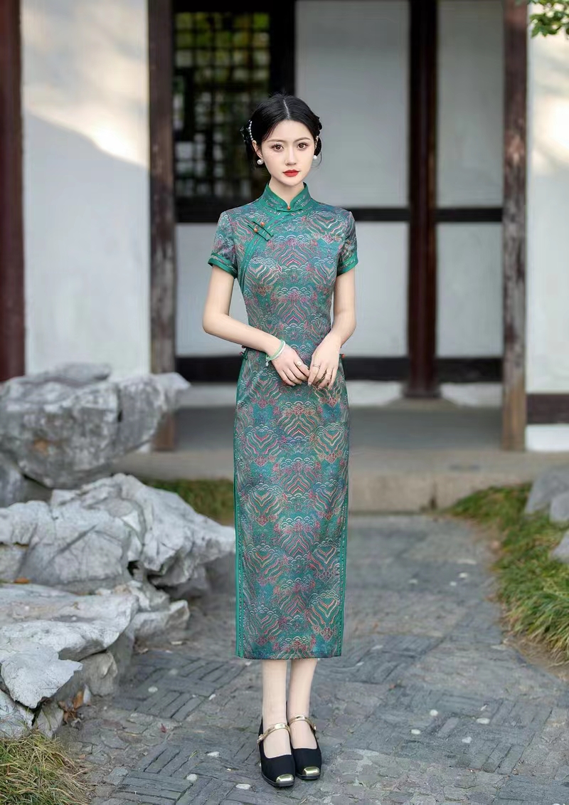 虹影 日常气质文艺国风复古优雅长款旗袍