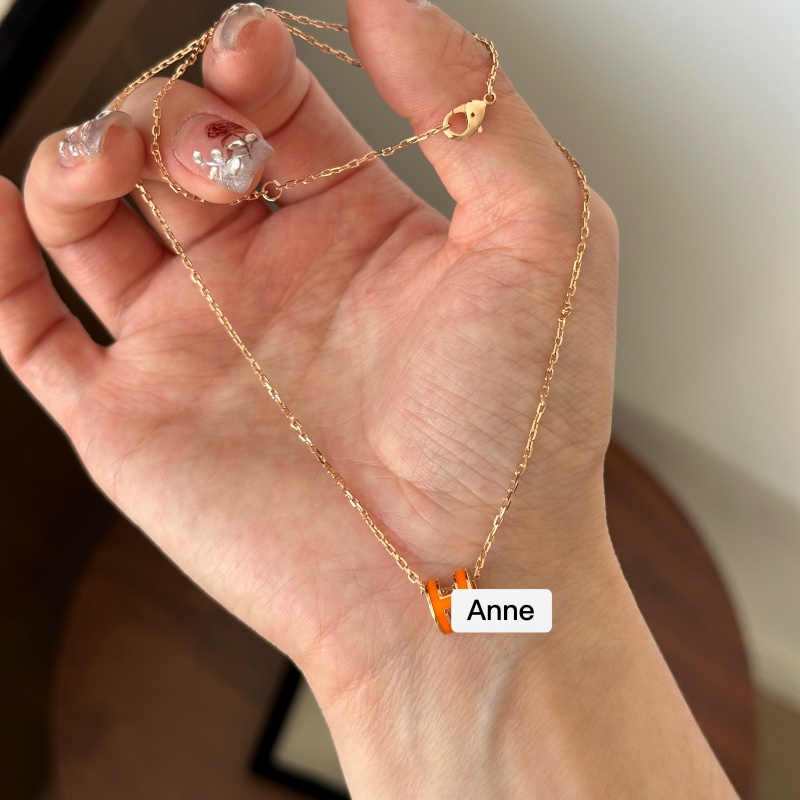 铜合金项链 轻奢橙色迷你H字母时尚项链【X633】