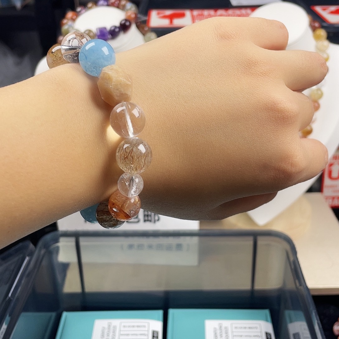 银S925镶嵌手链烟晶