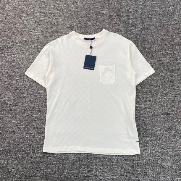 全新未使用 LouisVuitton/路易威登 52776/白色棋盘格短袖T恤/L码