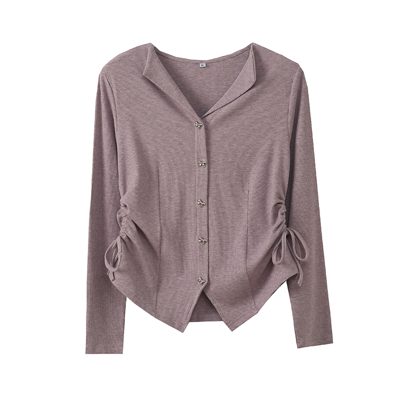 大码女装2025秋季宽松型V领蝴蝶长袖T恤春秋时尚春季323065