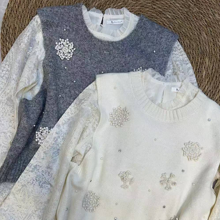 百搭装饰时尚流苏刺绣女装冬季圆领马夹套装