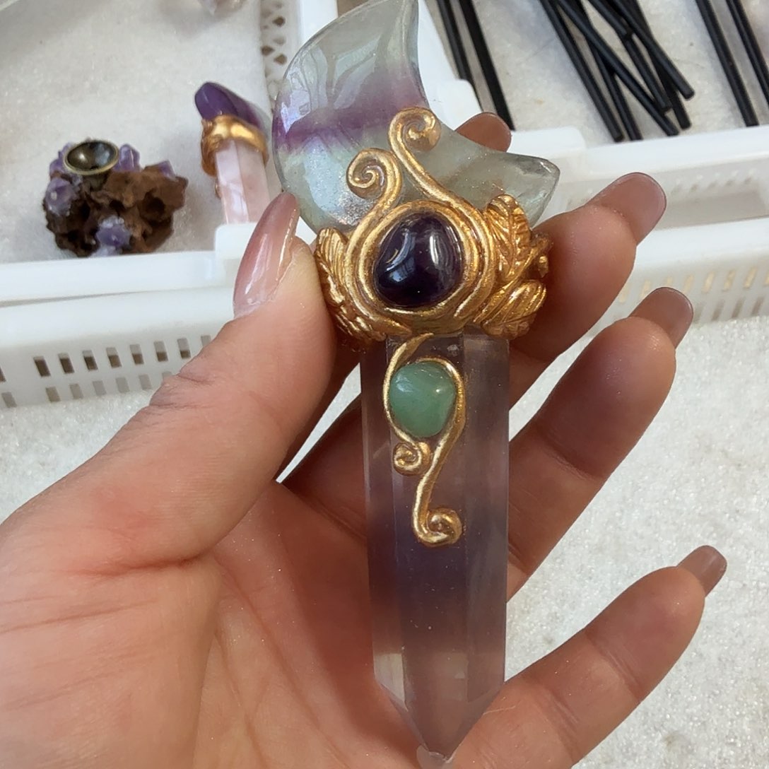 水晶手链22K金镶嵌萤石