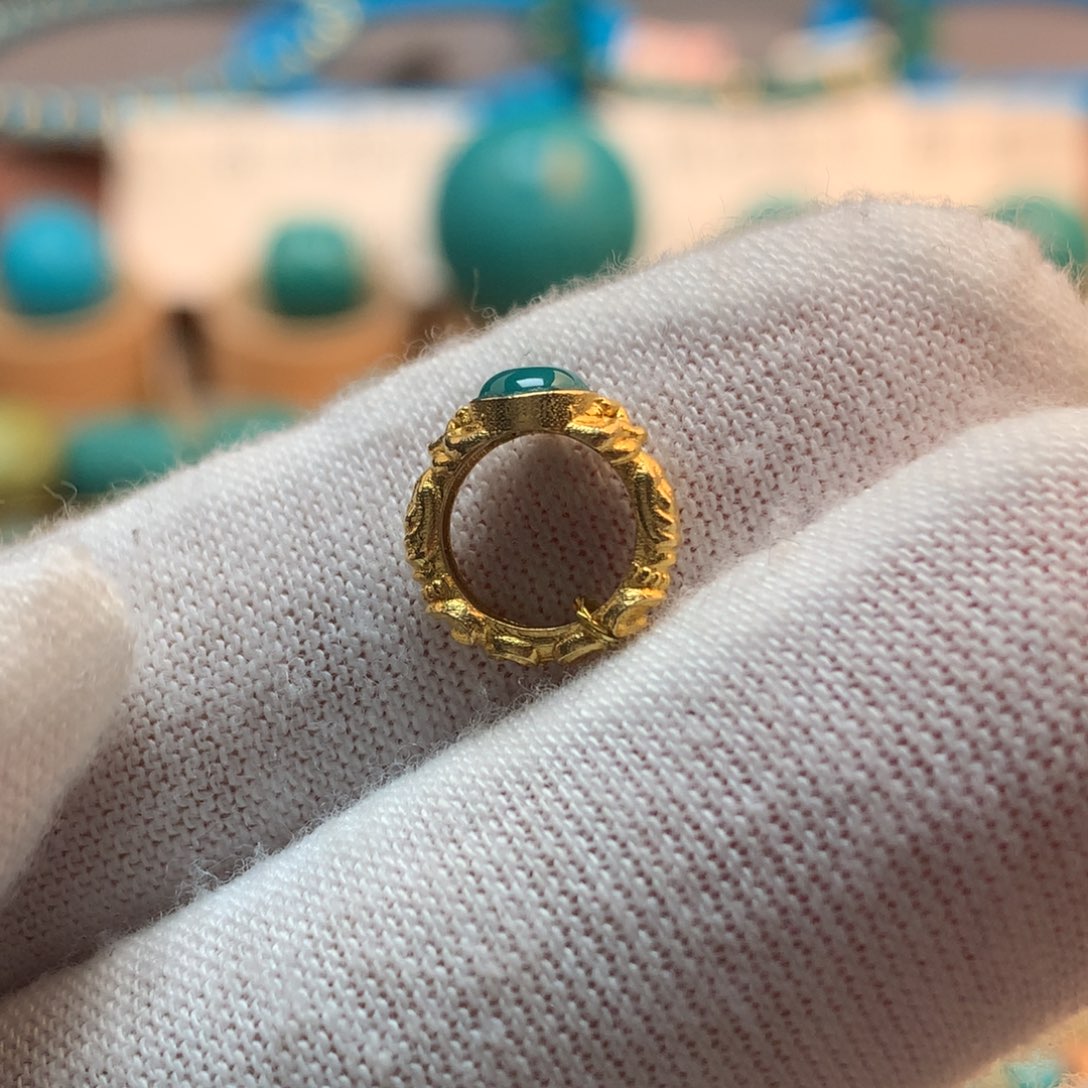 绿松石18K金镶嵌挂件7m