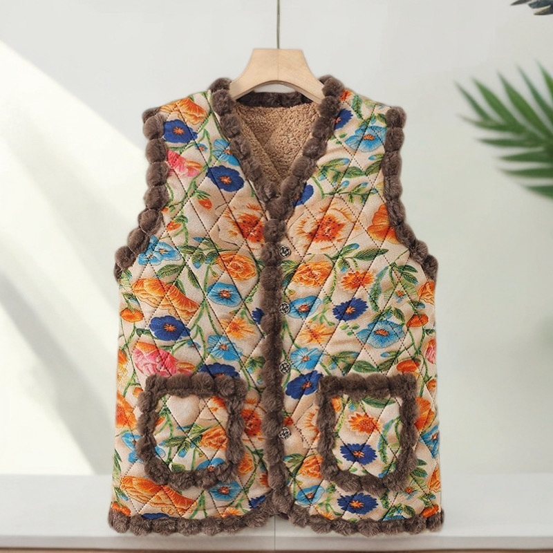 2025新款加厚女士冬季毛球加绒时尚宽松无袖坎肩外穿马甲