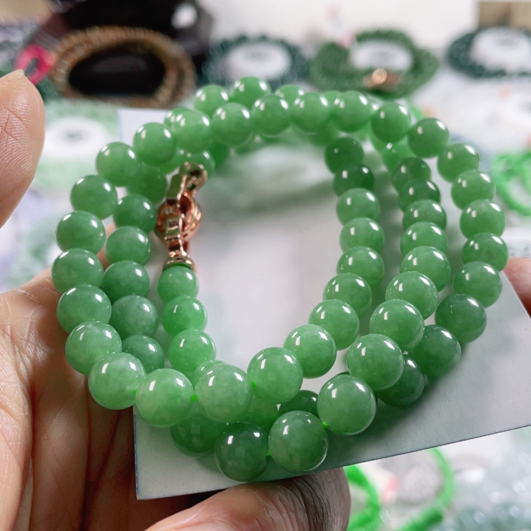 翡翠戒指未镶嵌天然翡翠项链7.8mm左右